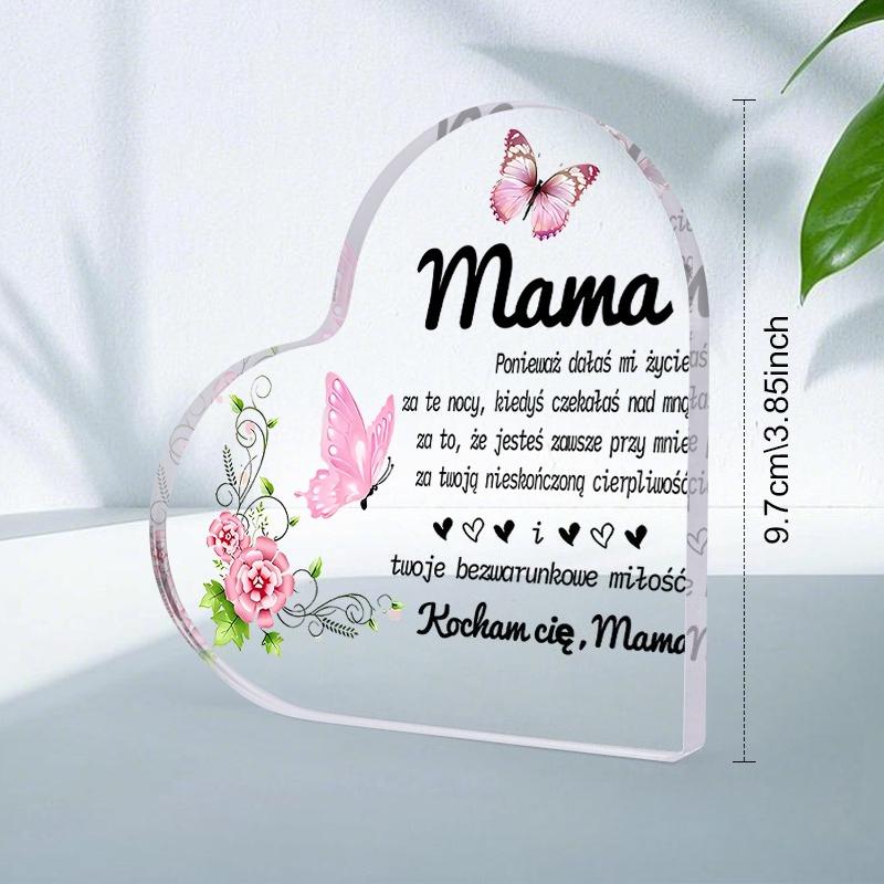 2D Flach, Herzförmiges Acryl Muttertagsgeschenk Schreibtischdekor Plakette, Florales & Schmetterlingsdesign, Heimdekor Plakette Hängende Wandkunst Dekoration Garten