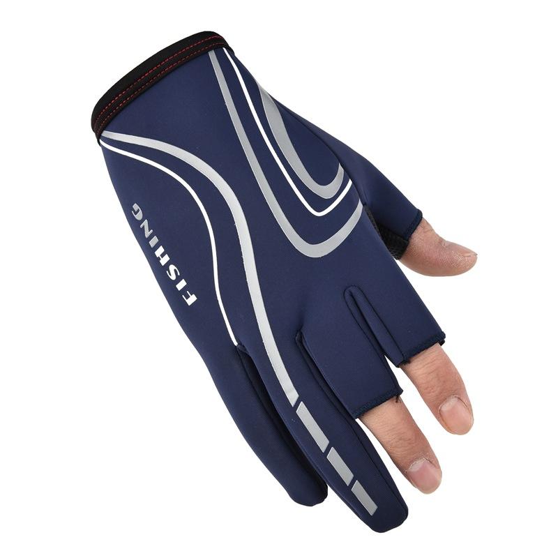 Spring and summer ice silk sunscreen men's gloves leak three fingers fishing breathable high elastic gloves outdoor riding driving gloves