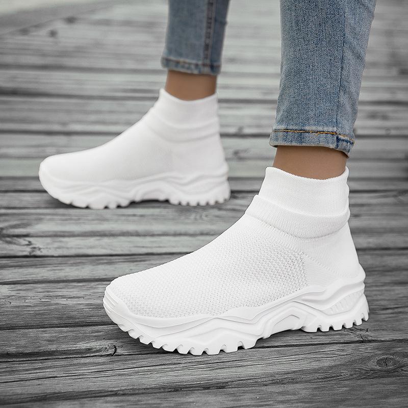 

Daddy Shoes Men S Flying Woven High-Top Casual Shoes Summer Trendy Shoes Mesh Platform White Shoes 36