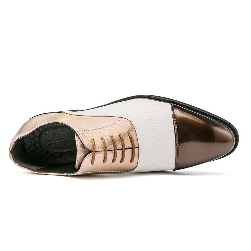 Men's Plus Size Casual Fashion Color Block Pointed Toe Leather Shoes