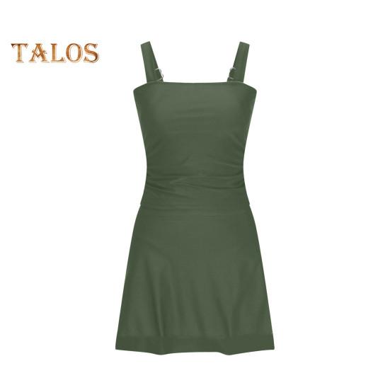 

Женский купальник слинг без рукавов с высокой талией купальный костюм цельный пляжный костюм однотонный быстросохнущий монокини XXL армия зеленый