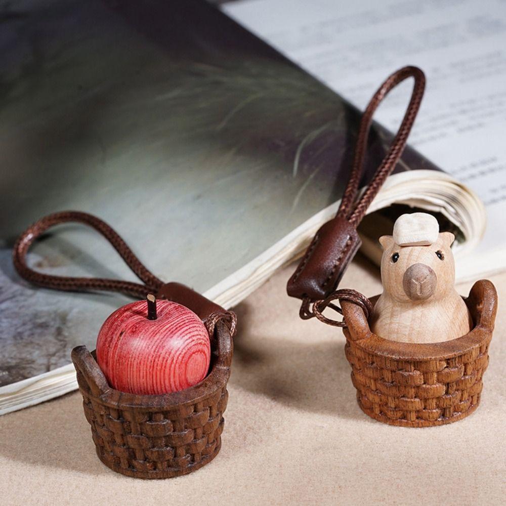 Natural Wood Carved Worry Stone Mini Handheld Handheld Ornament Wooden Keychain Study Use