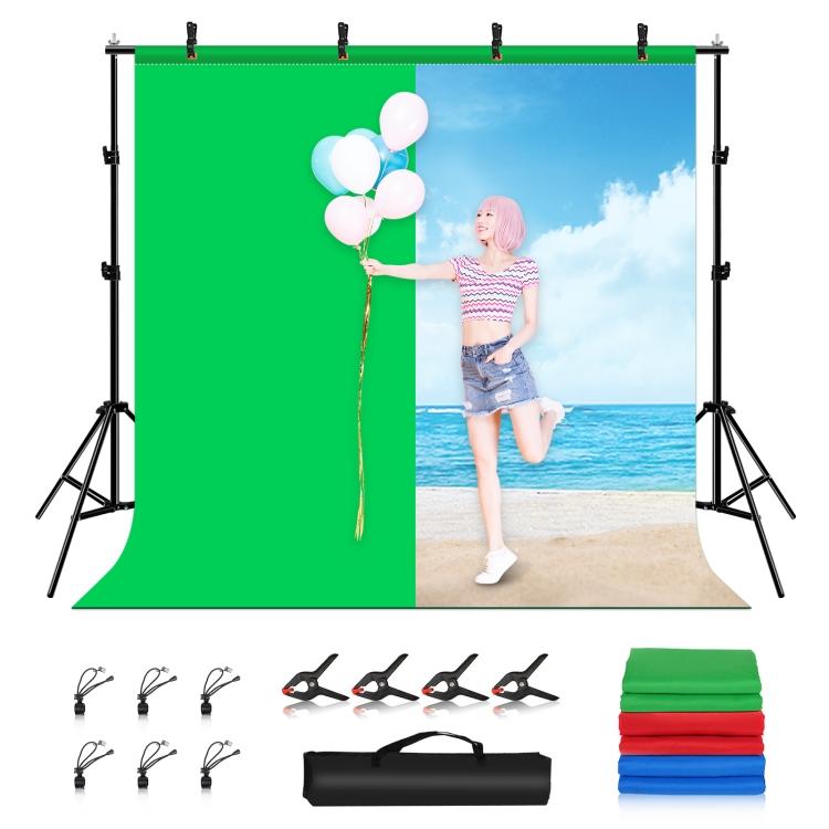 

PULUZ 2x2m Photo Studio Background Support Stand Backdrop Crossbar Bracket Kit with Red / Blue / Green Backdrops