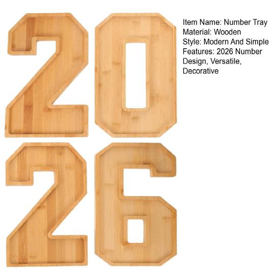 Set de 4 Bucăți 2026 Cutii Numere Umplabile Plăci din Lemn pentru Charcuterie Tavă Reutilizabile pentru Servire Boluri pentru Fructe Farfurii pentru Cupcake Decoratiune Petrecere