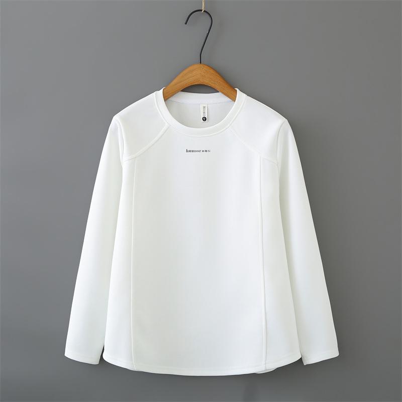 2026 Spring Women s Plus Size Printed Patchwork Long Sleeve Hoodie Slimming Round Neck Top XL