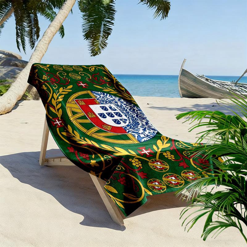 Portuguese Heritage Emblem Beach Towel Soft Beach Outdoor Pool Towel Quick-drying Swim Towel Swim Beach Travel and Vacation Towels Comfort