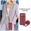 For iphone 16 15 14 Plus 16E Case PU Leather Wallet Bag Grip Strap Holder Neck Shoulder Long Crossbody Lanyard Ring Clasp Cover