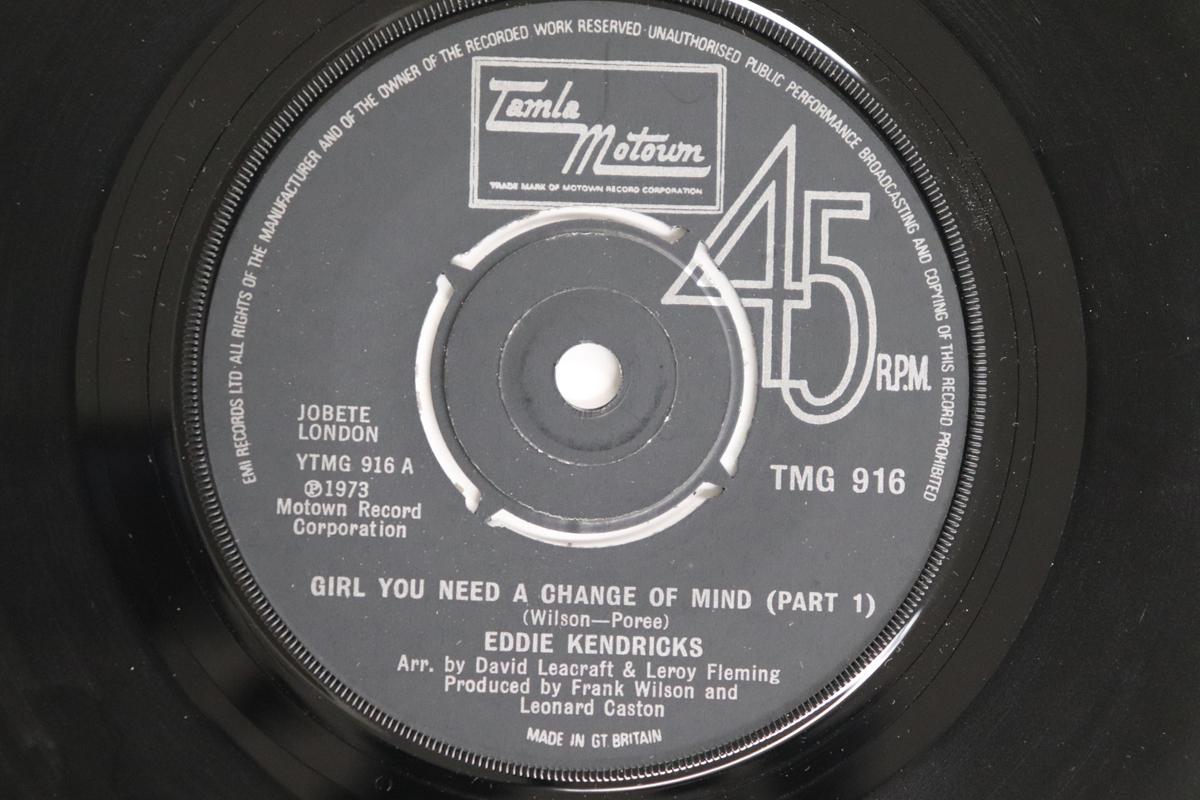 

7inch Record EDDIE KENDRICKS - Girl You Need A Change Of Mind TMG916 TAMLA MOTOWN 1974 UK Soul/Funk Used