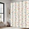 Colorful Confetti Shower Curtain - Playful Minimalist Design, Pink, Orange, Blue, Yellow, Brown & White, Polyester