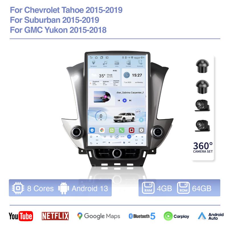 For Chevrolet Tahoe 2015-2019/Suburban 2015-2019/GMC Yukon 2015-2018 Qualcomm 6125 8+256g AndroidCar Navigation CarPlay Radio