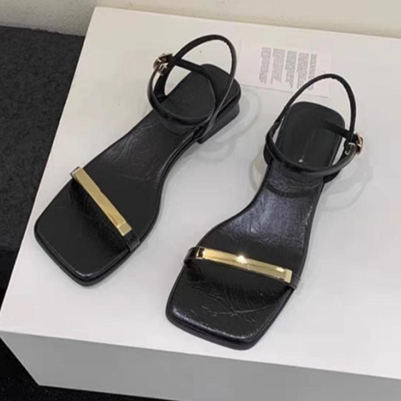 Fashion Sexy Mid Heels Women Sandals Fashion Heeled Shoes 2025 Summer New Brand Chunky Pumps Slippers Shallow Buckle Zapatillas De Mujer