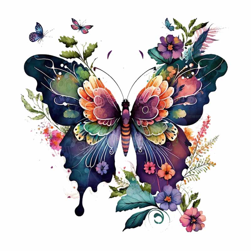 Colorful Butterflies And Flowers Wall Sticker Bathroom Toilet Decor Decals Living Room Cabinet Home Decoration Transparent Waterproof Decals M760