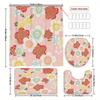 Japanese pattern 4pcs shower curtain set with 12 hooks --shower curtain, bath mat, toilet seat cover and U-shaped rug