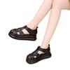 Real soft leather bag head Roman sandals women's 2025 summer new muffin bottom pig cage shoes thick sole light niche women cool