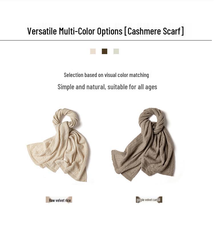 Women's 100% Pure Cashmere Knit Scarf - Warm & Hollow Design for Autumn/Winter