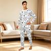 Family Matching Loungewear Set with Doodle Print, Long Sleeve Neck Top and Pants for Spring and Fall