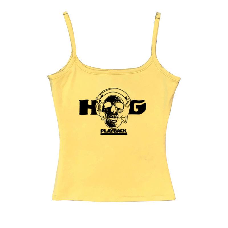 YK Millennium Style Fashion Letter Printed Suspender Vest Spring and Summer New Simple Single Wear Short T-Shirt Inside