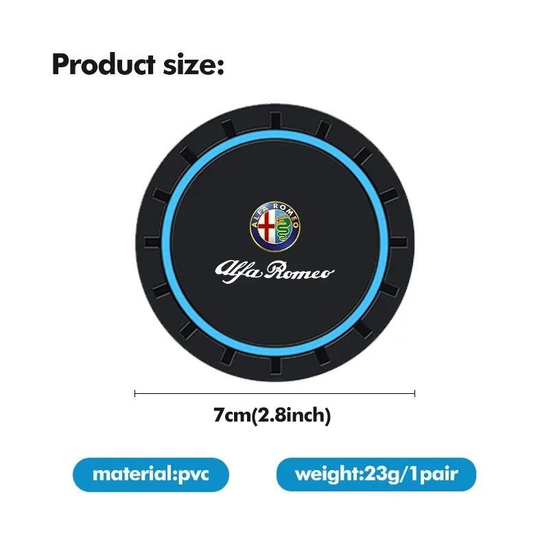 2pcs Car Cup Pad Silicone Water Coaster Drink Cup Non-slip Mat For Alfa Romeo Giulia 147 Mito 156 159 166 GT Stelvio Brera Jhb633