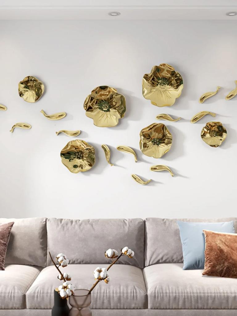 Imitacja metalu plastikowy liść lotosu karp salon sofa tło wisiorek dekoracja ścienna dekoracja ścienna sypialni naklejka ścienna