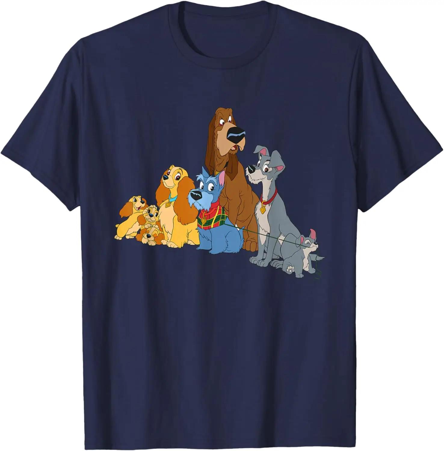 Hot Fashion Disney Lady and The Tramp Dogs T-Shirt S-4XL Four Seasons Gift XXXL