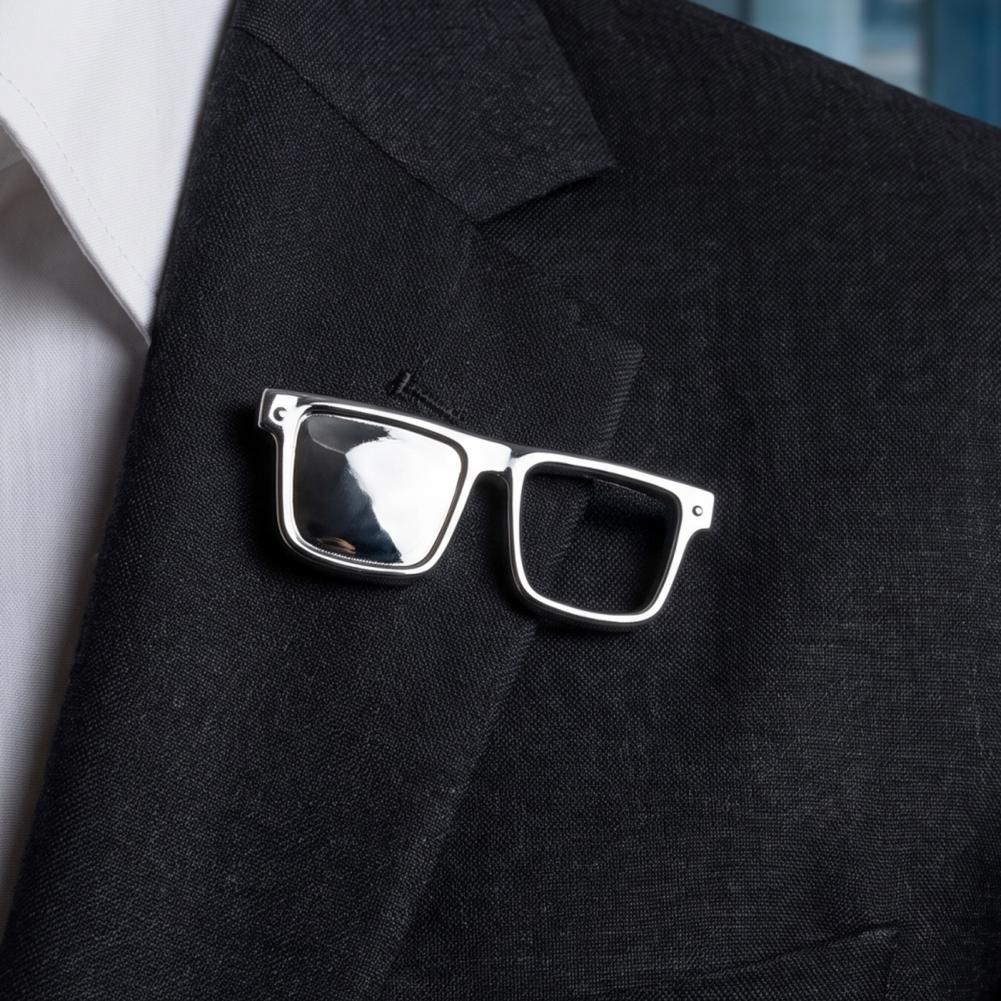Metal Brooch Pin Clothes Eyeglass Pin Eyeglasses Holder Brooch Pin Zinc Alloy Square Frame Glasses Accessory Eyewear for Men