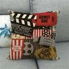 Vintage Cinema Movie Theme Pillow Cover Cushion Cover Film Throw Pillow Case For Home Theater Sofa Decor Peach Skin 1 Pc 40X40