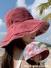 Double-Sided Floral Print Womens Wide Brim Sun Hat For Beach Vacation UV Protection