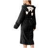 Women's Fleece-Lined Pocket Ear Cap Solid Color Bathrobe