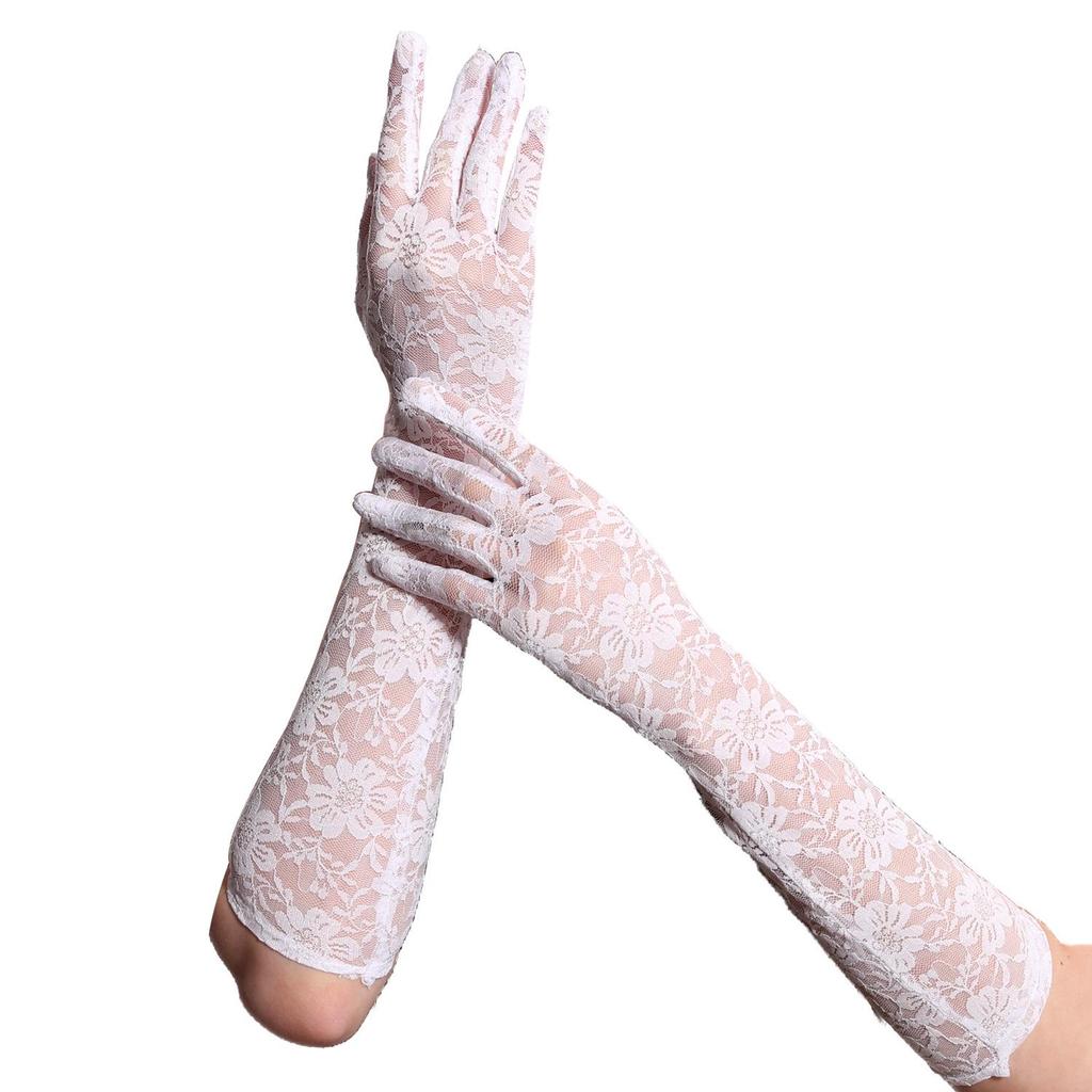 44cm Women's Chrysanthemum Lace Sun Protection Anti-UV Bridal & Dance Gloves