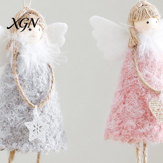 Soft Plush Home Decor Christmas Tree Angel Doll Ornament, Cute Small Handmade Pendant for Thanksgiving Day Gifts, Holiday Party Hanging