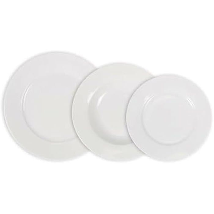 Vaisselle - LA MEDITERRÁNEA - Aneto - 12 Pièces - Blanc - Porcelaine - Céramique - Grès