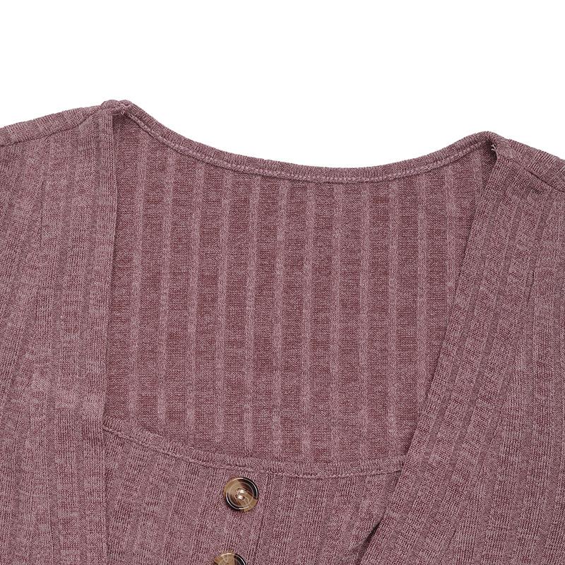 Autumn Women's Square Neck French Long Sleeve Knitwear Brushed Pit Stripe Pullover
