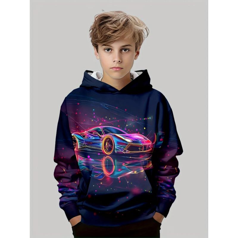 Autumn 3D  Sport Car Printed Hoodies Fashionable Casual Sports Long Sleeved Children's Boy Hooded Sweatshirts