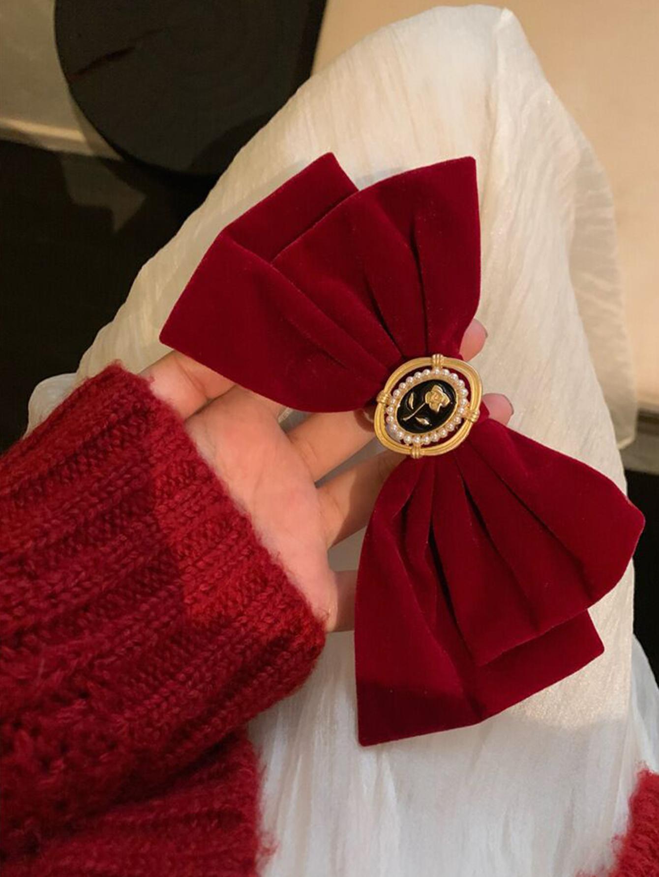 

1Pcs Fashion Velvet Rose Bow Hair Clip For Women Hair Accessories