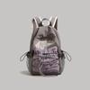 Lightweight Outdoor Hiking Backpack Gray Purple Colorblock Nylon Rucksack With Drawstring For Women Daily Commute Travel