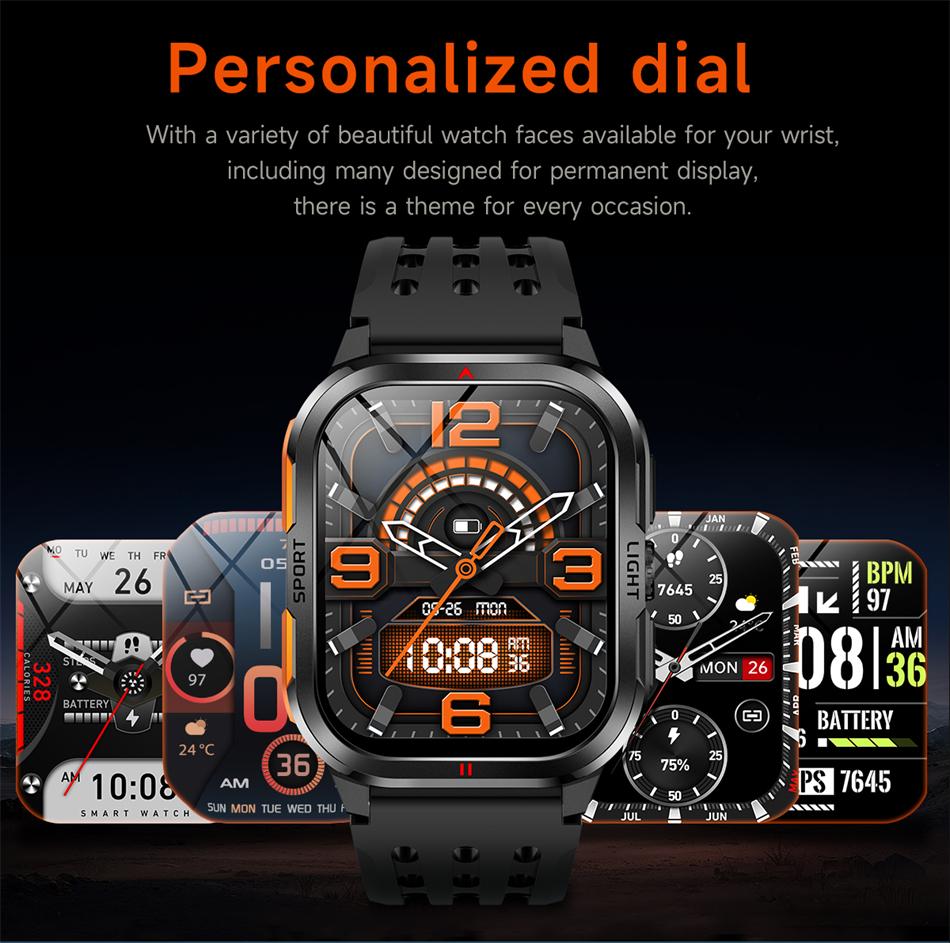 SACOSDING Rugged Smart Watch Men Outdoor Sport Smart Watches Heart Rate Monitor Bluetooth Call Man Smartwatch For Androd ios