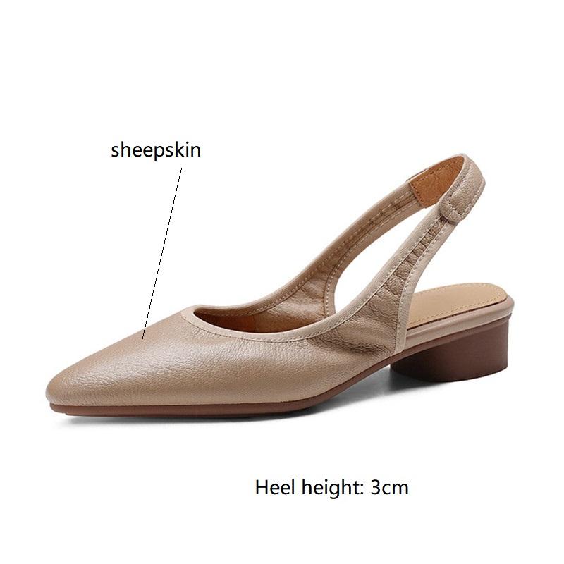 Fashion New Genuine Leather Sandals Sheepskin Summer Sandals Cover Toe Low Heel Sandals for Women Chunky Heel Shoes Sandalias De Mujer
