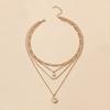 Women Necklace Multi-layered Coin Pendant Thick Hollow Chain Adjustable Length Electroplated Hip Hop Club Party Punk Neck Jewelry