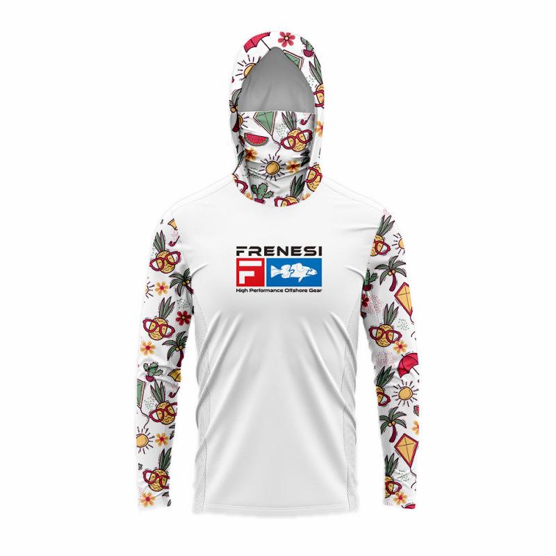 Мужская и женская рубашка для рыбалки с капюшоном и маской для защиты от УФ-излучения - Защита от солнца молочный шелк свободный крой 4XL 2780₽