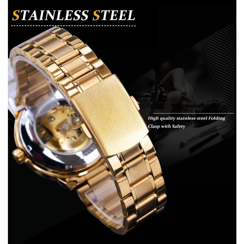 WINNER Ceas mecanic automat cu mișcare mecanică scheletizată la modă pentru bărbați