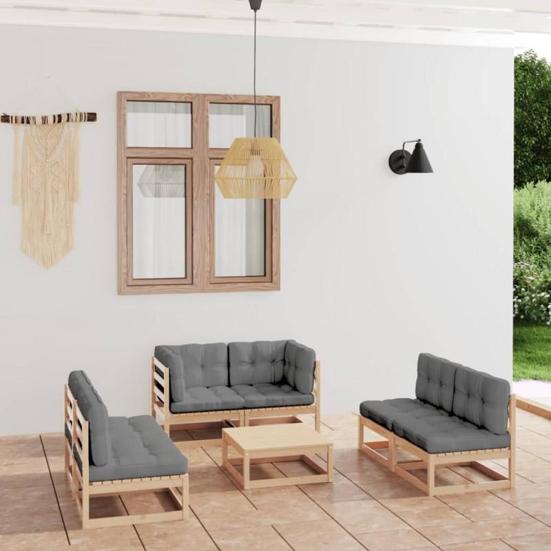 Day and Night - Day and Night Garden Furniture Set 7 Pieces and Cushions Solid Pine Wood