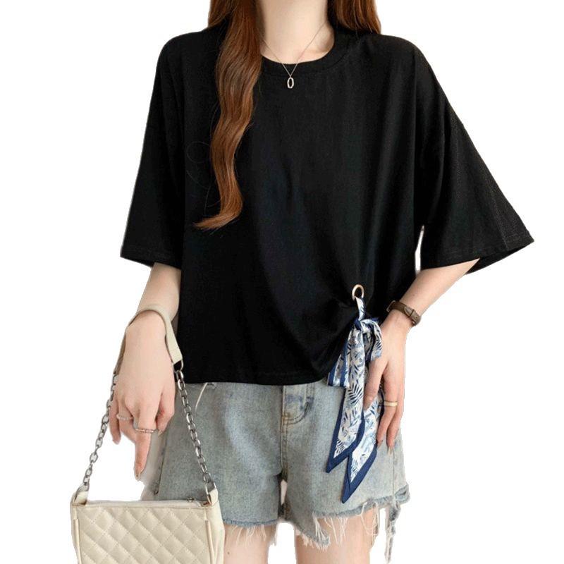 Plus Size Irregular Strap Short Sleeve T-Shirt for Women - New Summer Arrivals, Versatile, Flattering Top for Chubby Girls