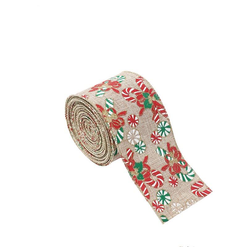 Xmas Gift Wrap Ribbon Tree Printed Bouquet Ribbon Hand Knitting Gift Box Packing Strap Party Decor