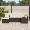 Ensemble de Canapé de Jardin de 6 Pièces avec Coussins Marron en Poly Rattan, Canapé de Jardin de 2 Places avec Rangement &amp; 3360409