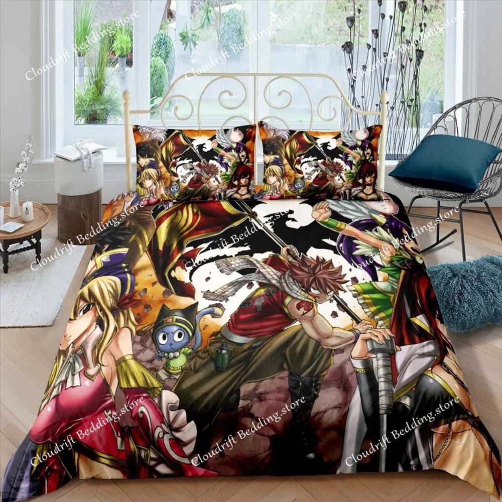 Anime Fairy Tail 3D Duvet Cover with Pillow Cover Bedding Set Single Double Twin Full Queen King Bed Set for Bedroom Decor