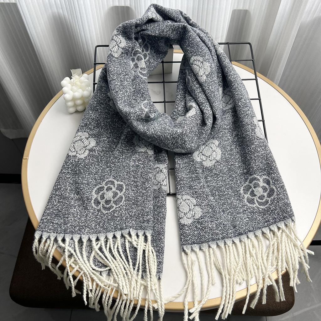 Long Tassel Imitation Cashmere Scarf and Shawl with High End Feel. New Lotus Warm Long Scarf for Autumn and Winter.