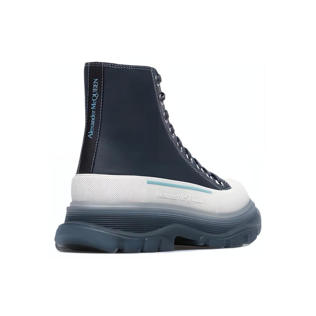 (WMNS) Alexander McQueen Tread Slick Lace-Up Boots 'Navy White' Women's 702041WHZ6D1137