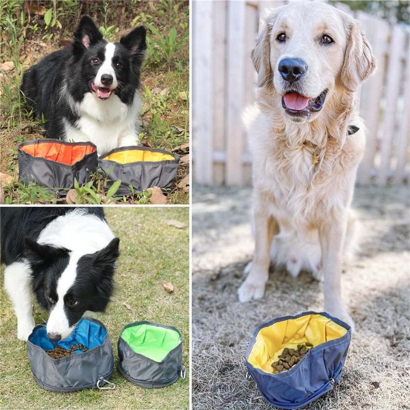 Collapsible Dog Travel Bowl Portable, Foldable Pet Food Water Bowl with Zipper, Lightweight 100g for Outdoor Camping