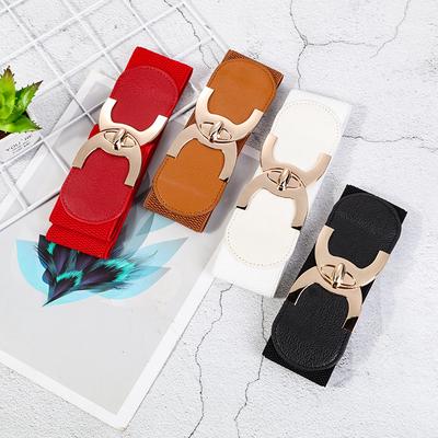 Vintage Elastic Waist Belts Women Fashion Cummerbunds Retro Buckle Stretch Waistband Cinch Strap Belt