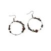Retro Ethnic Bronze Hoop Earrings with Wood Beads and Tassels